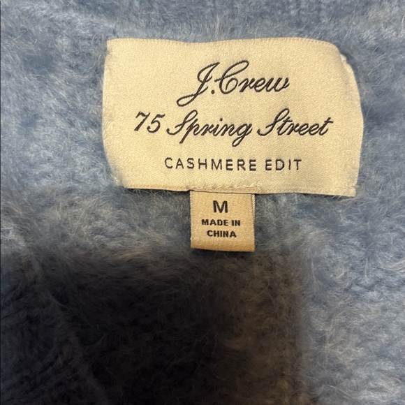 J.Crew Spring Street Brushed Cashmere Edit Cable Cardigan Blue Sz Med Oversized - Picture 7 of 7
